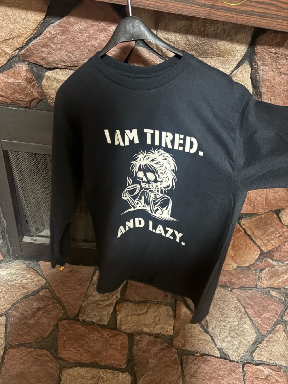I Am Tired And Lazy Black Long-Sleeve Tee